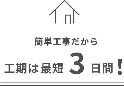 簡単工事だから工期は最短３日間